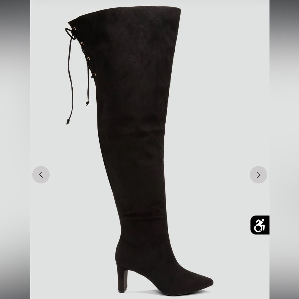 Faux Suede Thigh High Boots. Size 9. BNIB. Black